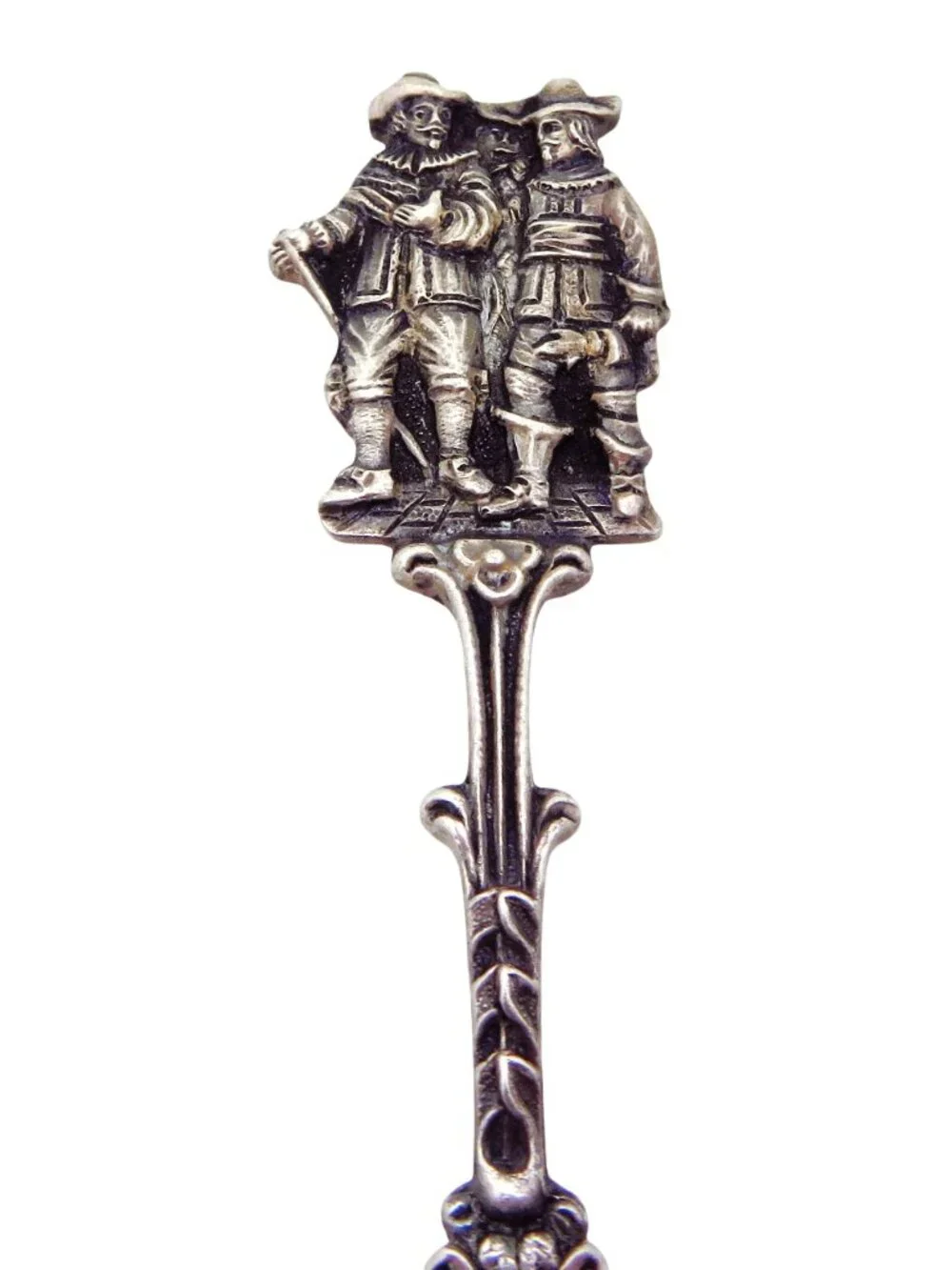 Vintage Dutch Family Folk or Tavern Scene Silver Plated Souvenir Spoon